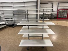 Grey Metal Frame Display Unit With White Wooden Shelves