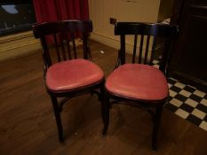 Brown Wooden Chair With Red Faux Leather Cushion x2