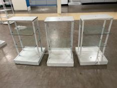 White Wooden Shelving Unit With Two Glass Shelves x3