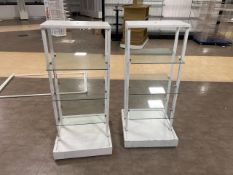 White Wooden Shelved Display Unit With Three Glass Shelves x2