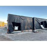 Pre Fab Temporary Shop Metal Girder Supports and Beams with a wooden floor and tarp walls T Shape