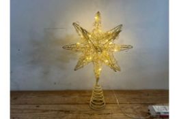29cm 3D Star Tree Topper With Lights