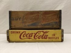 Pepsi Double-Dot and Drink Coca-Cola Wood Crates