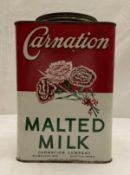 Early 10lb Carnation Malted Milk Tin w/ Flowers
