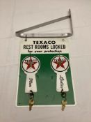 Texaco Restrooms Pledge Sign w/ Key Holders and Bracket