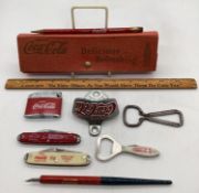 Coca-Cola Bottle Openers, Pencil Boxes, Lighter and Ruler