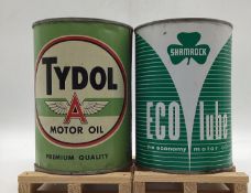 Tydol and Shamrock Eco Lube Quart Oil Cans