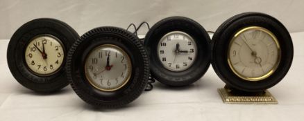 Four Tire Ashtray Desk Clocks
