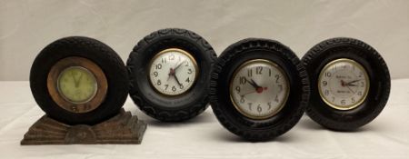 Four Tire Ashtray Desk Clocks