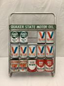 Quaker State Motor Oil Rack w/ 13 Quart Cans