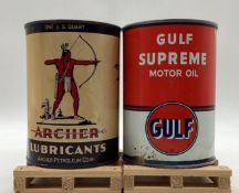 Archer w/ Indian and Gulf Supreme Quart Oil Cans