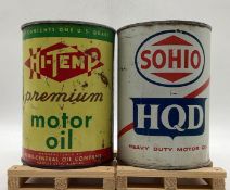 Hi-Temp Premium and Sohio HQD Quart Oil Cans