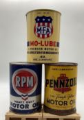 MFA Mo-Lube, RPM and Pennzoil Quart Oil Cans