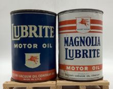 Early Magnolia and Socony Lubrite Quart Oil Cans
