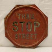 Early Embossed Metal Stop Sign