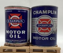 Two Champlin Quart Oil Cans