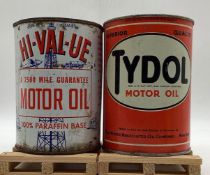 HI-VAL-UE and Tydol Quart Oil Cans