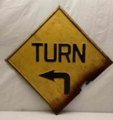 Embossed Left Turn Metal Sign
