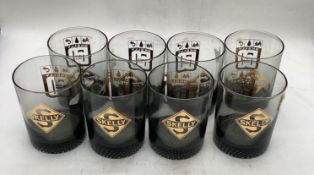 Eight Skelly Whiskey Glasses w/ Original Box