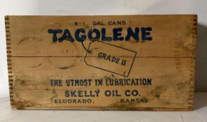 1920's Tagolene One Gallon Oil Can Crate Eldorado, KS