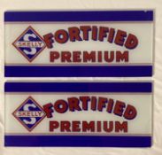 Two Skelly Fortified Premium Gas Pump Advertising Glass