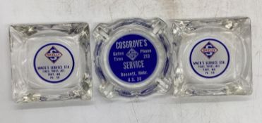 Three Skelly Glass Ashtrays
