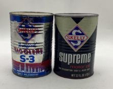 Skelly Tagolone S-3 and Supreme Quart Oil Cans