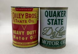 Riley Brothers and Quaker State Deluxe Quart Oil Cans