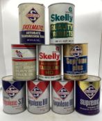 Nine Skelly Motor Oil Quart Cans