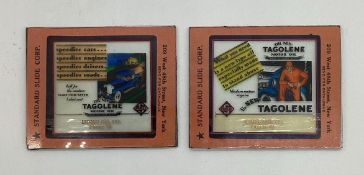 Two 1930's Skelly Tagolene Lantern Slides w/ Touring Cars