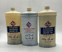 Three Skelly Outboard Plastic Pint Oil Cans