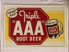 NOS Triple AAA Root Beer Embossed Sign w/ Mug