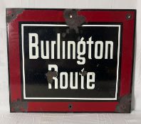 Burlington Route Railroad Porcelain Sign
