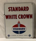 1950 Standard White Crown Porcelain Gasoline Pump Sign