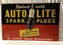 Replace With Auto Lite Spark Plugs Metal Sign