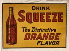 Drink Squeeze Embossed Metal Sign w/ Bottle