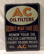 AC Oil Filters Embossed Metal Sign