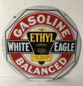 1920's White Eagle Balanced Ethyl Gasoline Porcelain Sign