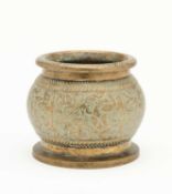 AN ENGRAVED BRASS MORTAR, NORTHERN INDIA, CIRCA 1900