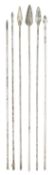SIX RARE SOUTH INDIAN ARROWS FORMED ENTIRELY OF STEEL, 17TH/18TH CENTURY