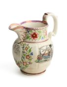 A STAFFORDSHIRE PEARLWARE JUG, DATED 1827