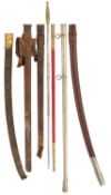 A MASONIC SWORD AND A QUANTITY OF MILITARY SWORD SCABBARDS