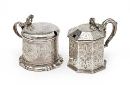 TWO VICTORIAN SILVER MUSTARD POTS, BOTH LONDON, 1847