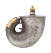 AN INDIAN STEEL POWDER-FLASK (BARAUDAN), 18TH CENTURY