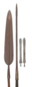 TWO MAASAI SPEARHEADS AND A FURTHER TWO AFRICAN SPEARS, 19TH CENTURY