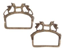 A PAIR OF NORTH INDIAN COPPER ALLOY STIRRUPS (RAKAB), 19TH CENTURY, PROBABALY RAJASTHAN
