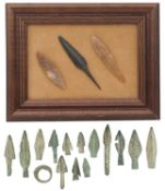 TWO STONE ARROWHEADS AND FOURTEEN COPPER ALLOY ARROWHEADS, PROBABLY 10,000 – 900 B.C.E