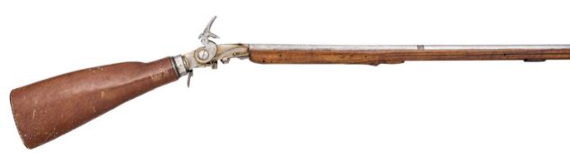 A 90 BORE GERMAN BUTT RESERVOIR AIR GUN, SECOND HALF OF THE 18TH CENTURY