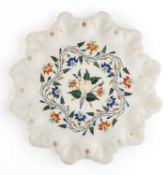 A PIETRA DURA INLAID MARBLE DISH, AGRA, INDIA, 20TH CENTURY