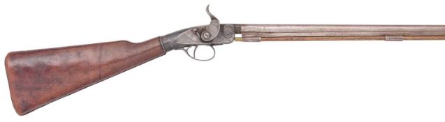 A 40 BORE ENGLISH BUTT RESERVOIR AIRGUN, E. LONDON, GUN AND RIFLEMAKER, 51 LONDON WALL, CIRCA 1830